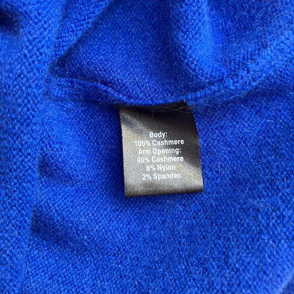 Black Saks Fifth Avenue Top Sz M 100% Blue Cashmere Halter Pullover Careerwear - Picture 9 of 9